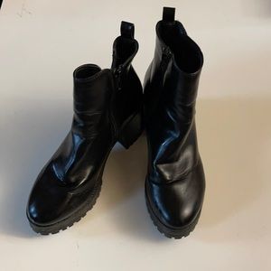 Faux leather platform boots